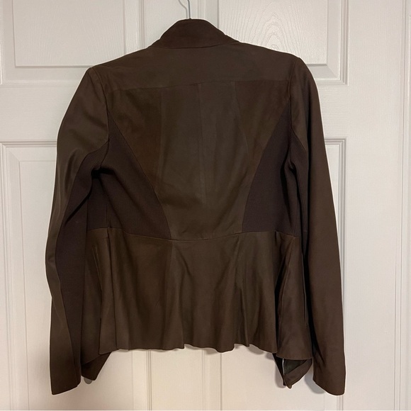 Elie Tahari Brown Lamb Leather Moto Jacket Size XS - Picture 2 of 5